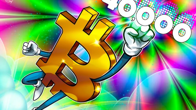 Bitcoin tops $40K for first time in 19 months, Matrixport tips $125K in 2024